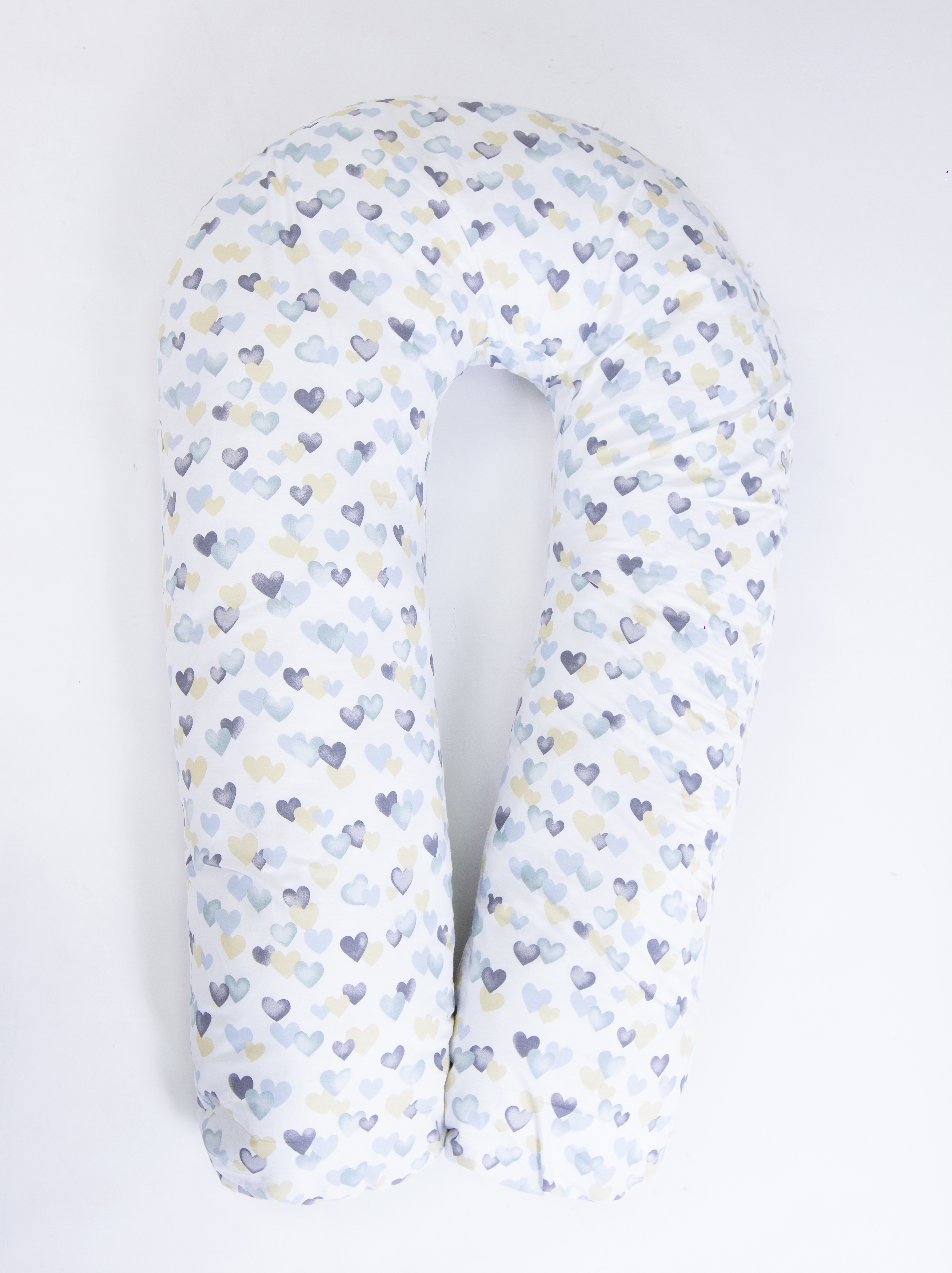 Подушка для беременных U-образная 300см сатин (сердечки мята)