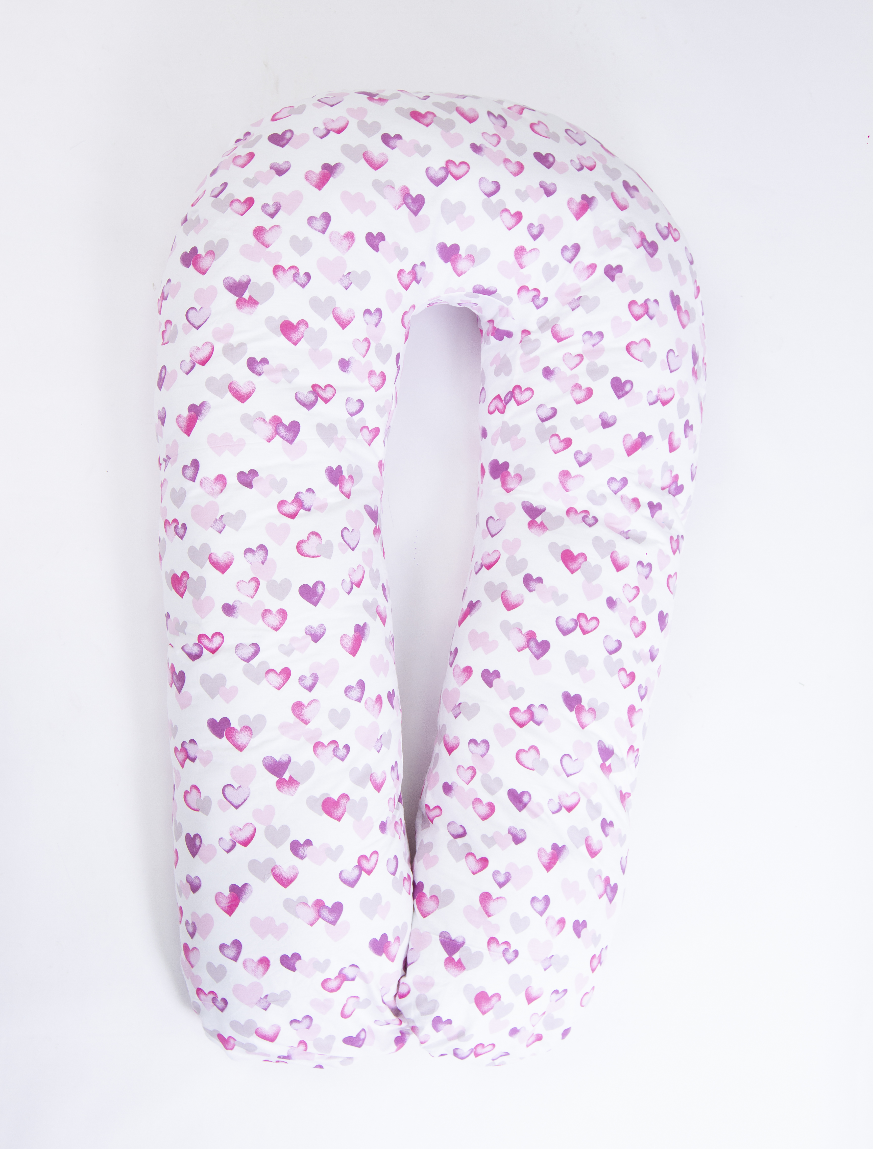 Подушка для беременных U-образная 300см сатин (сердечки розовые)