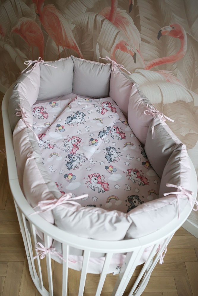 Комплект в кроватку с универсальными бортиками "Doppio" (розовый)