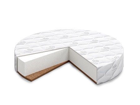 Матрас Premium Sleep 37/2 круг Ф=75 чехол жаккард Aloe Vera,холлоф.,кокос с 1 стор.,выс.12см