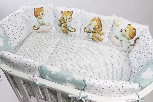 Комплект 17 предметов "Тигренок" мятный сатин Комплект 17 предметов "Тигренок" мятный сатин