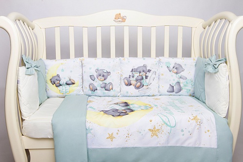 Комплект Премиум ПАННО "Мишка на луне" (мятный) Комплект Премиум ПАННО "Мишка на луне" (мятный)