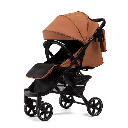 Коляска прогулочная Peppy Polo 2.0 (toffee) карамель, черная рама, сумка