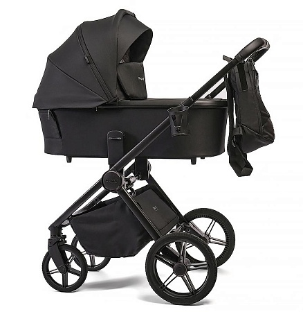 Коляска детская Peppy Monaco 2 в 1 Black (черный), рама черная