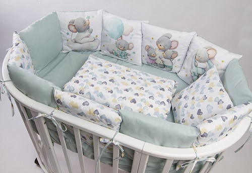 Комплект 17 предметов "Малыш мышонок" мята сатин Комплект 17 предметов "Малыш мышонок" мята сатин