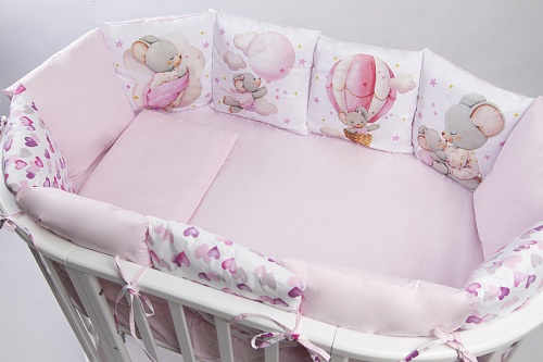 Комплект 17 предметов "Малыш мышонок" розовый сатин Комплект 17 предметов "Малыш мышонок" розовый сатин