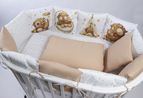 Комплект 17 предметов "Малыш совенок" сатин Комплект 17 предметов "Малыш совенок" сатин