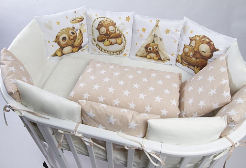 Комплект 17 предметов "Малыш совенок" сатин Комплект 17 предметов "Малыш совенок" сатин