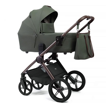 Коляска детская Peppy Monaco thermo 2 в 1 Green (зеленый), рама серо-коричневая
