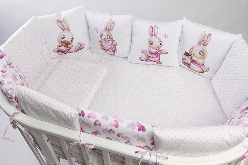 Комплект 17 предметов "Зайчонок" розовый сатин Комплект 17 предметов "Зайчонок" розовый сатин