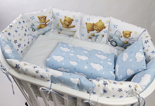 Комплект 17 предметов "Приключения медвежонка" сатин Комплект 17 предметов "Приключения медвежонка" сатин