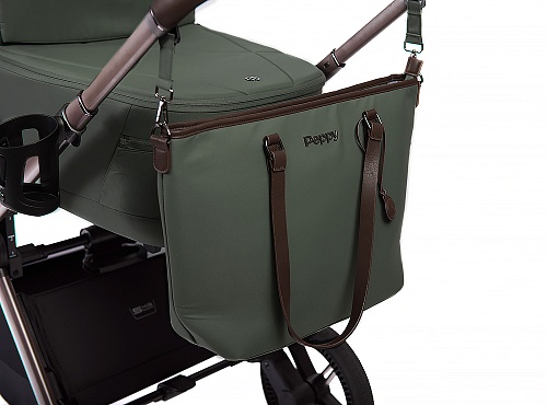 Коляска детская Peppy Monaco thermo 2 в 1 Green (зеленый), рама серо-коричневая Коляска детская Peppy Monaco thermo 2 в 1 Green (зеленый), рама серо-коричневая