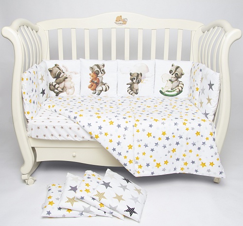 Комплект 17 предметов "Енотик с игрушками" сатин Комплект 17 предметов "Енотик с игрушками" сатин